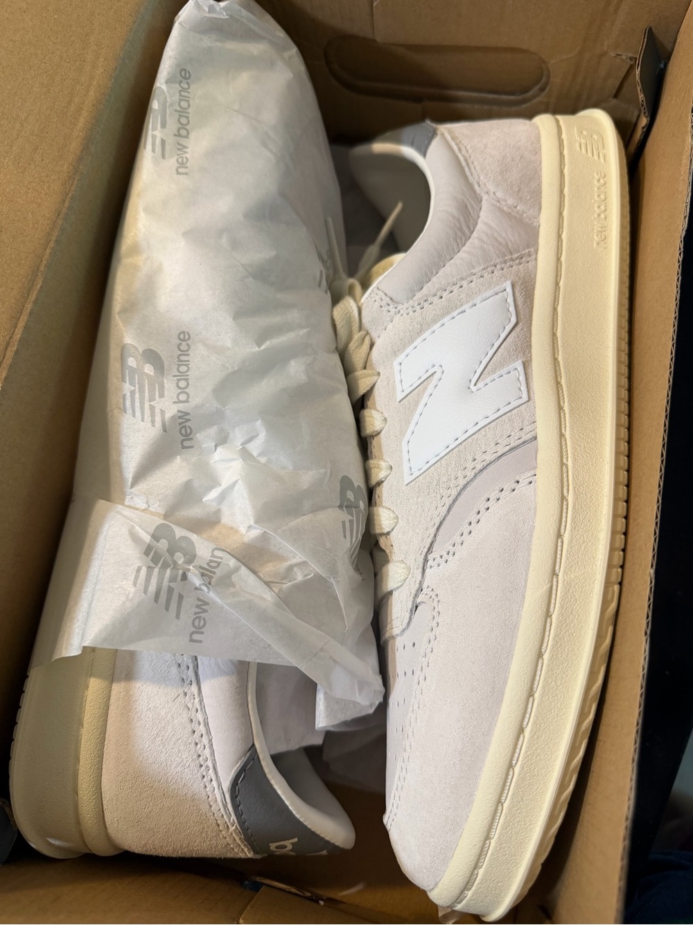 New Balance court Men’s White Suede Sneakers with Cream Sole